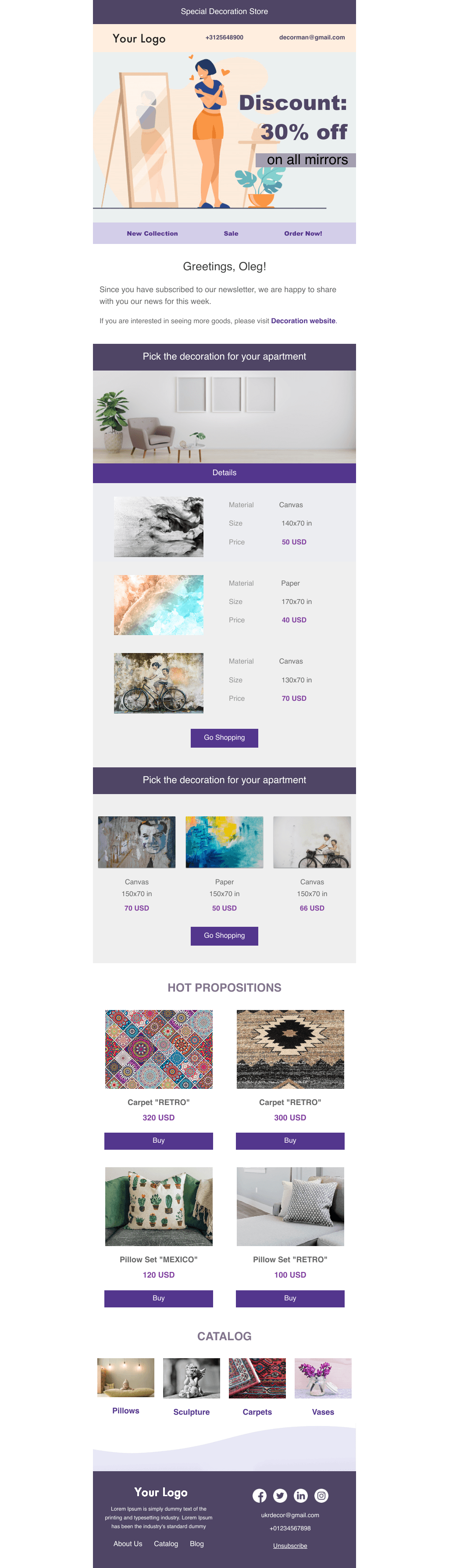 Laravel Mail Template - Decoration Items