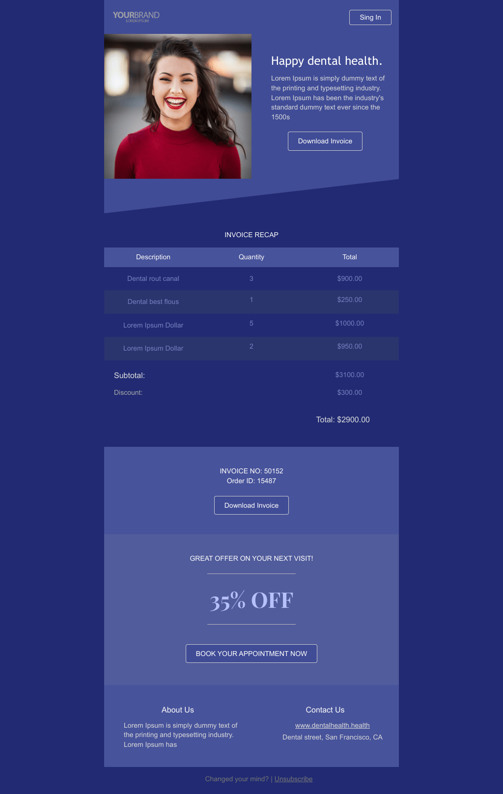 Laravel Mail Template - Dental Billing Invoice