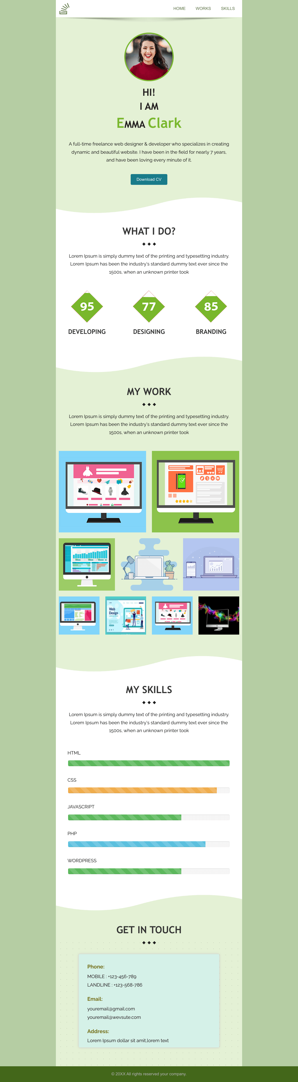 Laravel Mail Template - Developer Resume