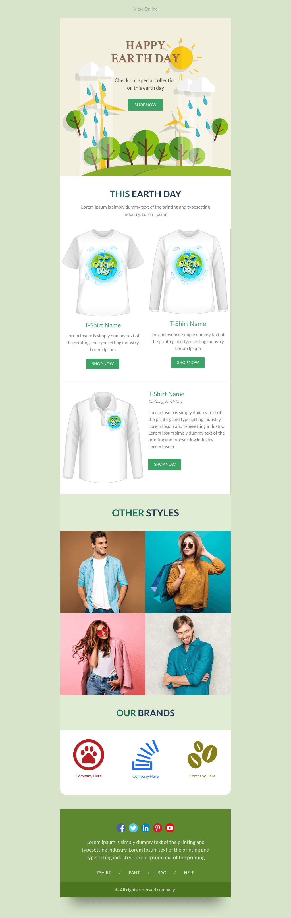 Laravel Mail Template - Earth Day Clothing Sale