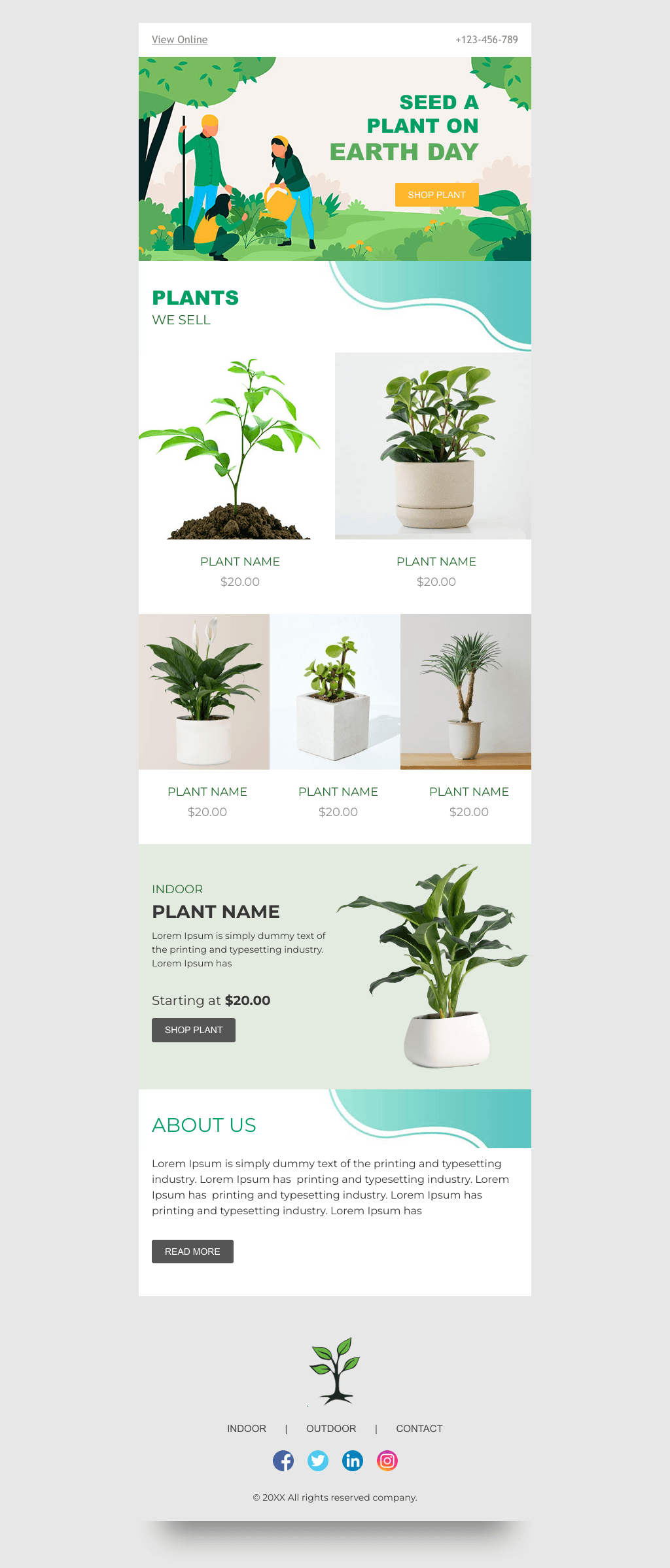 Laravel Mail Template - Earth Day Plants Sale