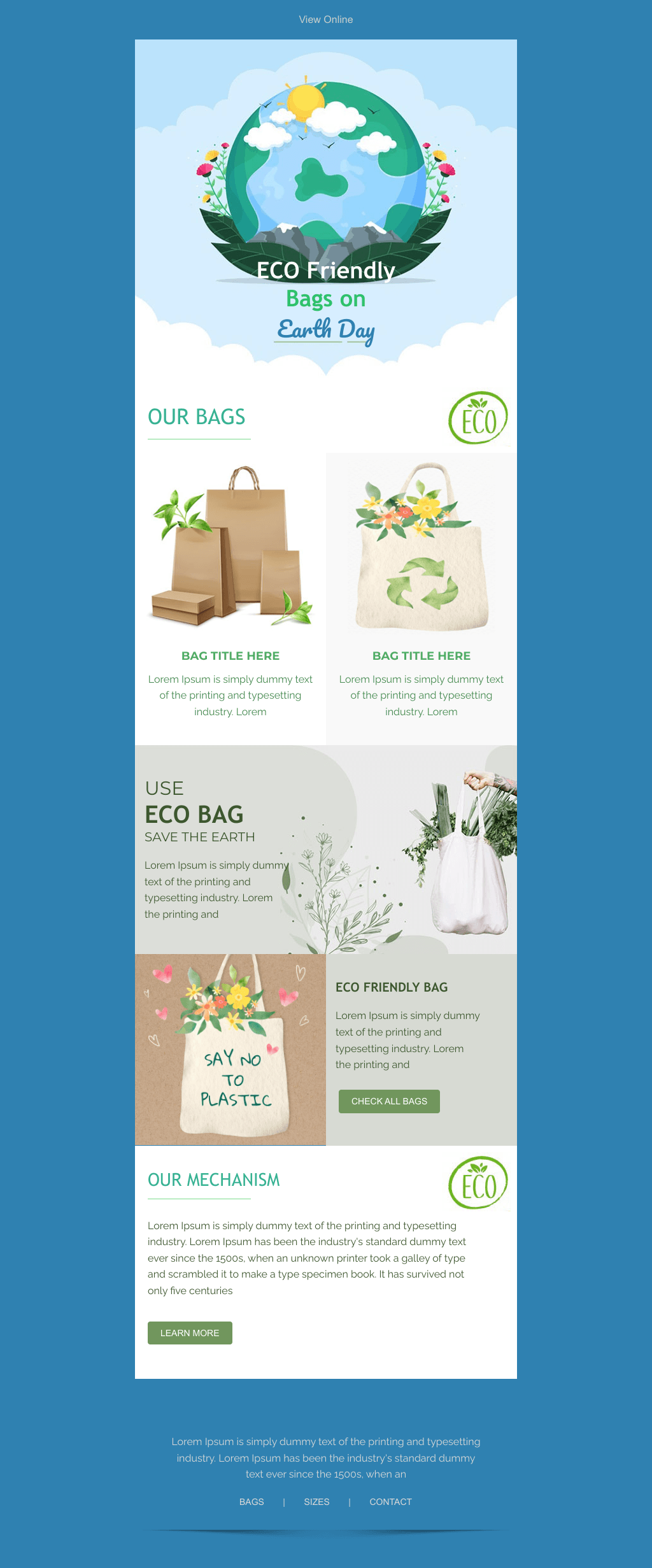 Laravel Mail Template - Eco Friendly Bags On Earth Day