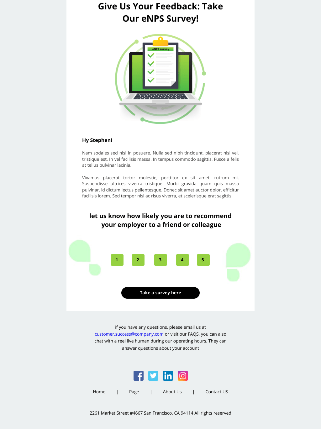 Laravel Mail Template - eNPS Survey
