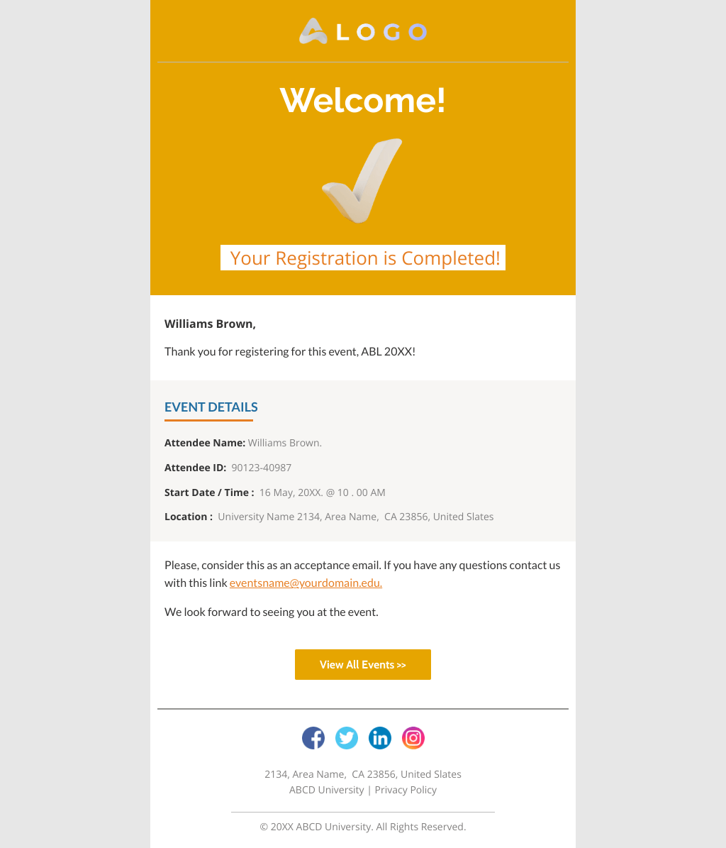 Laravel Mail Template - Event Confirmation