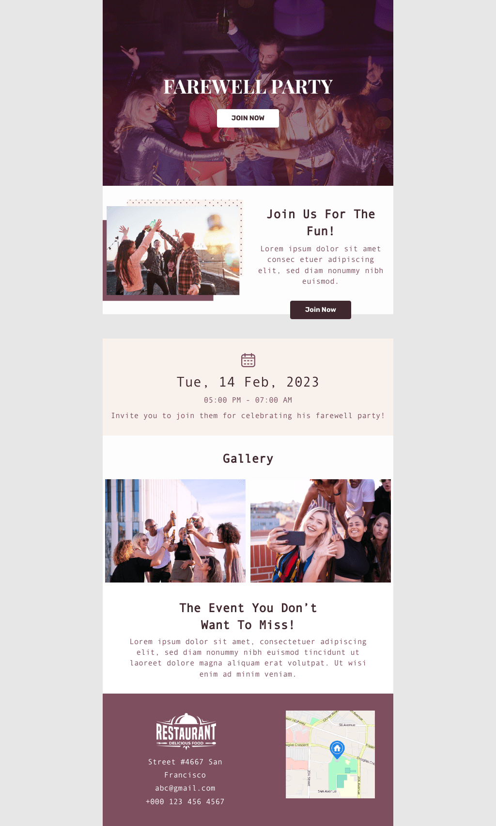 Laravel Mail Template - Farewell Party Invitation