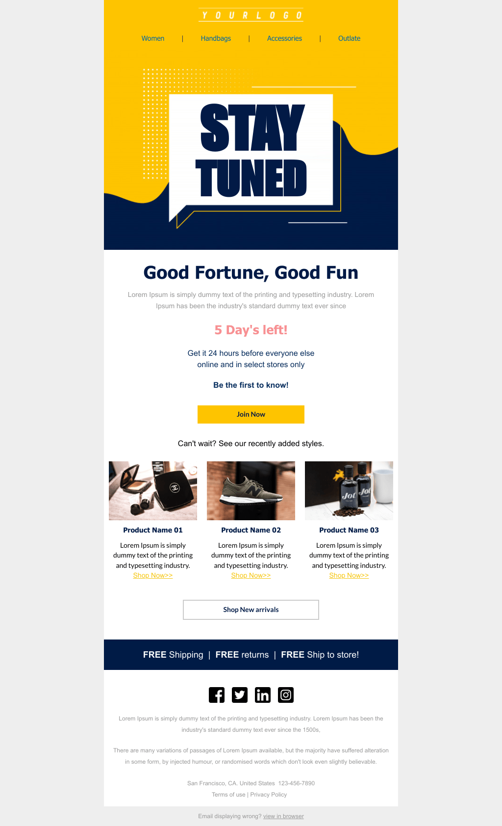 Laravel Mail Template - Fashion Products Announcement