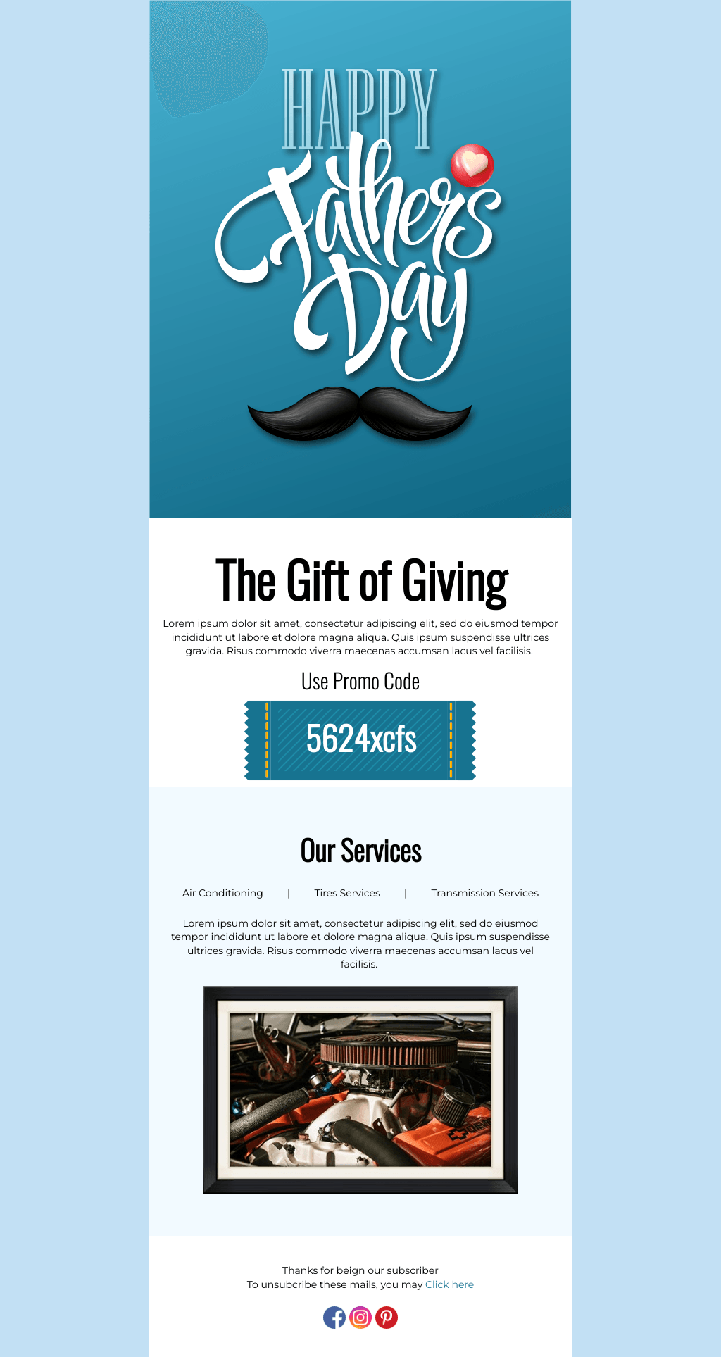 Laravel Mail Template - Fathers Day Gift Card