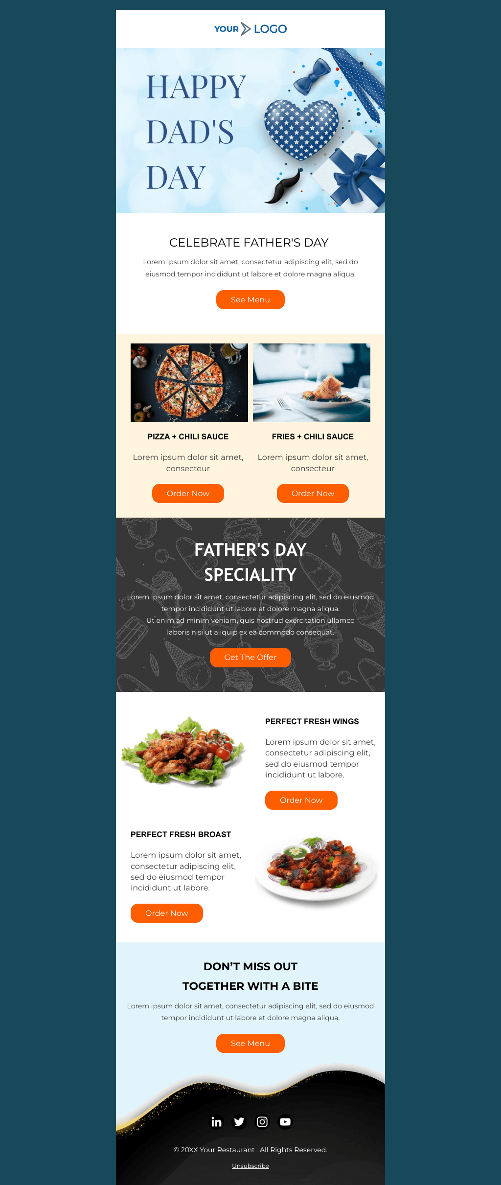 Laravel Mail Template - Father’s Day Restaurant Menu