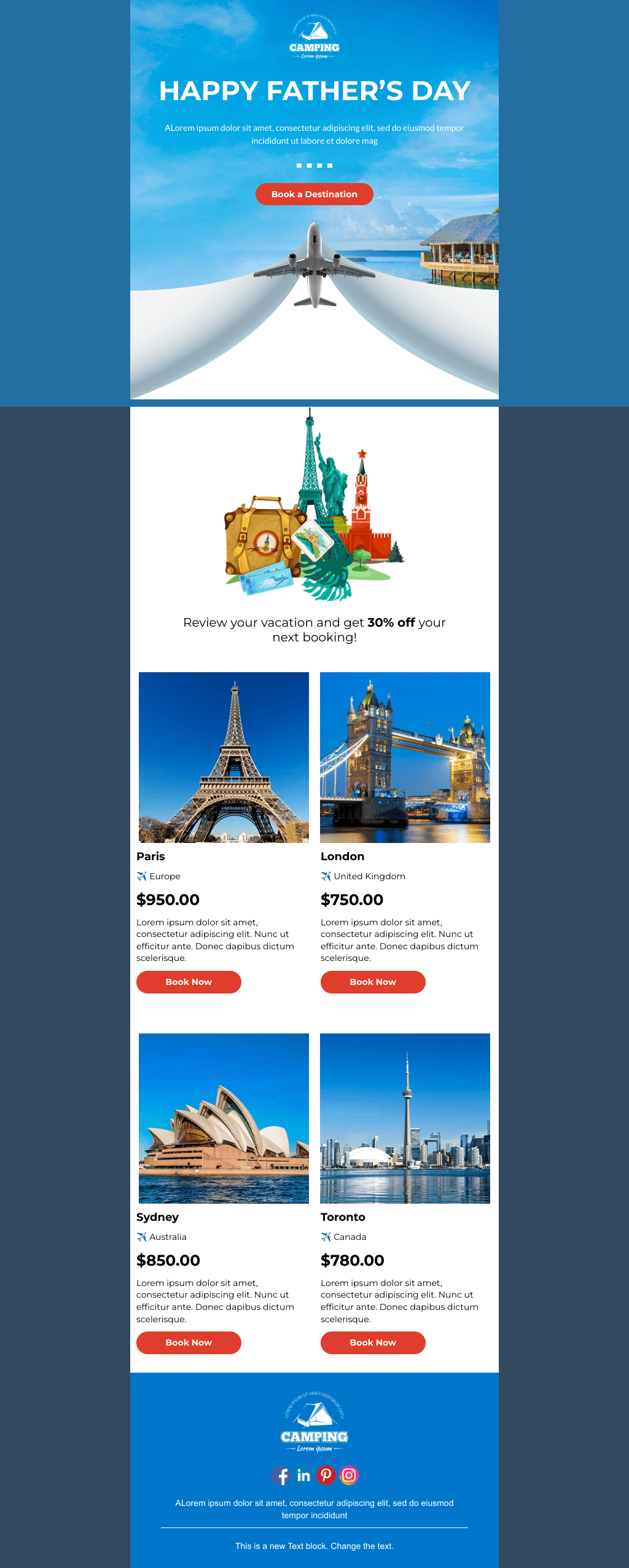 Laravel Mail Template - Father's Day Travel Discounts 