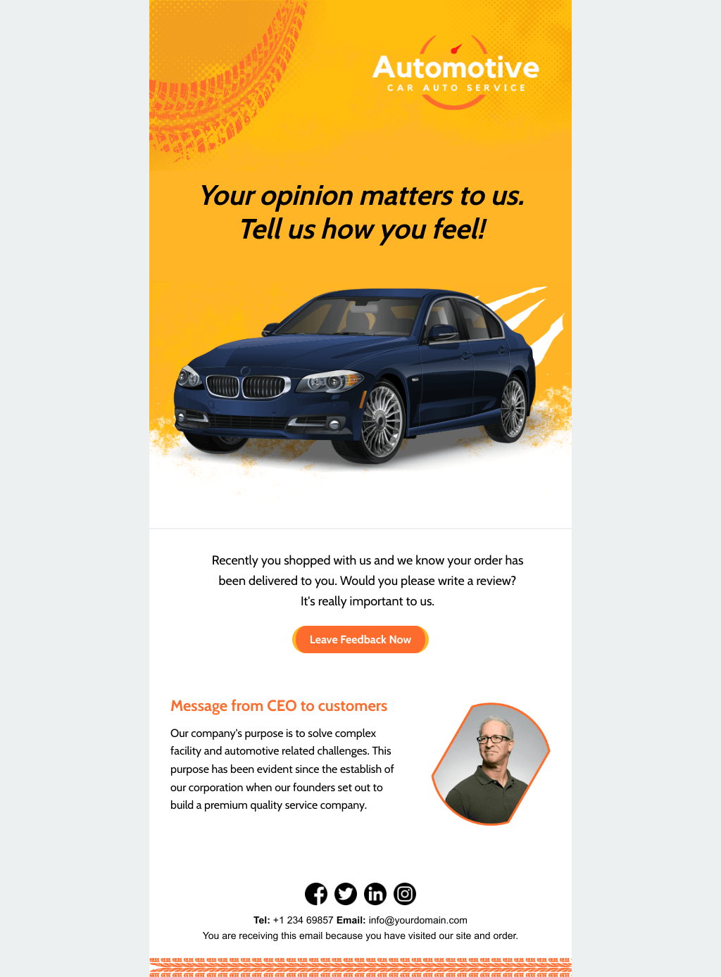 Laravel Mail Template - Feedback For Automotive Customers
