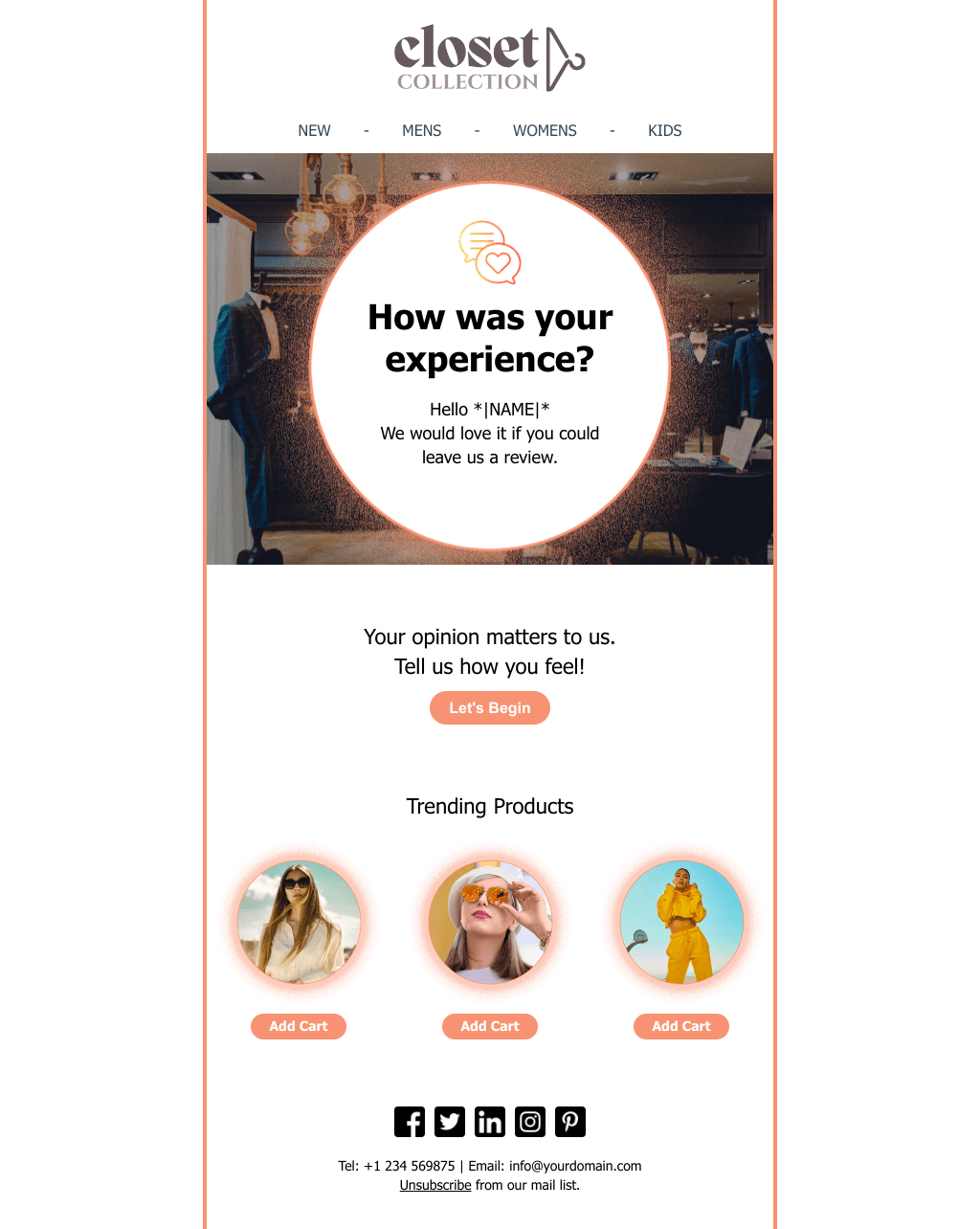 Laravel Mail Template - Feedback For Clothing Store Customers