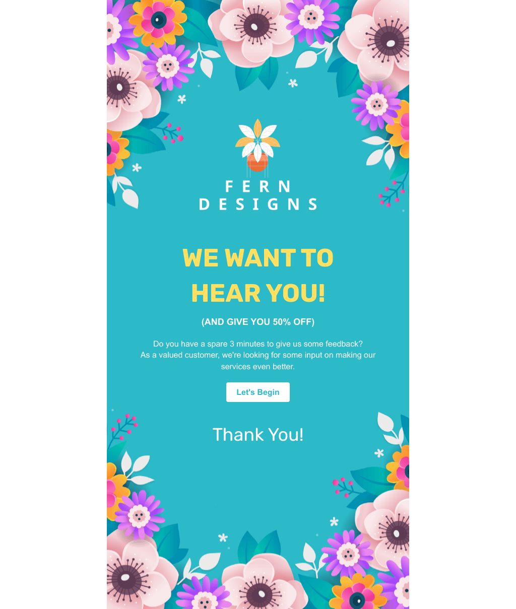 Laravel Mail Template - Feedback For Flower Shop Customers