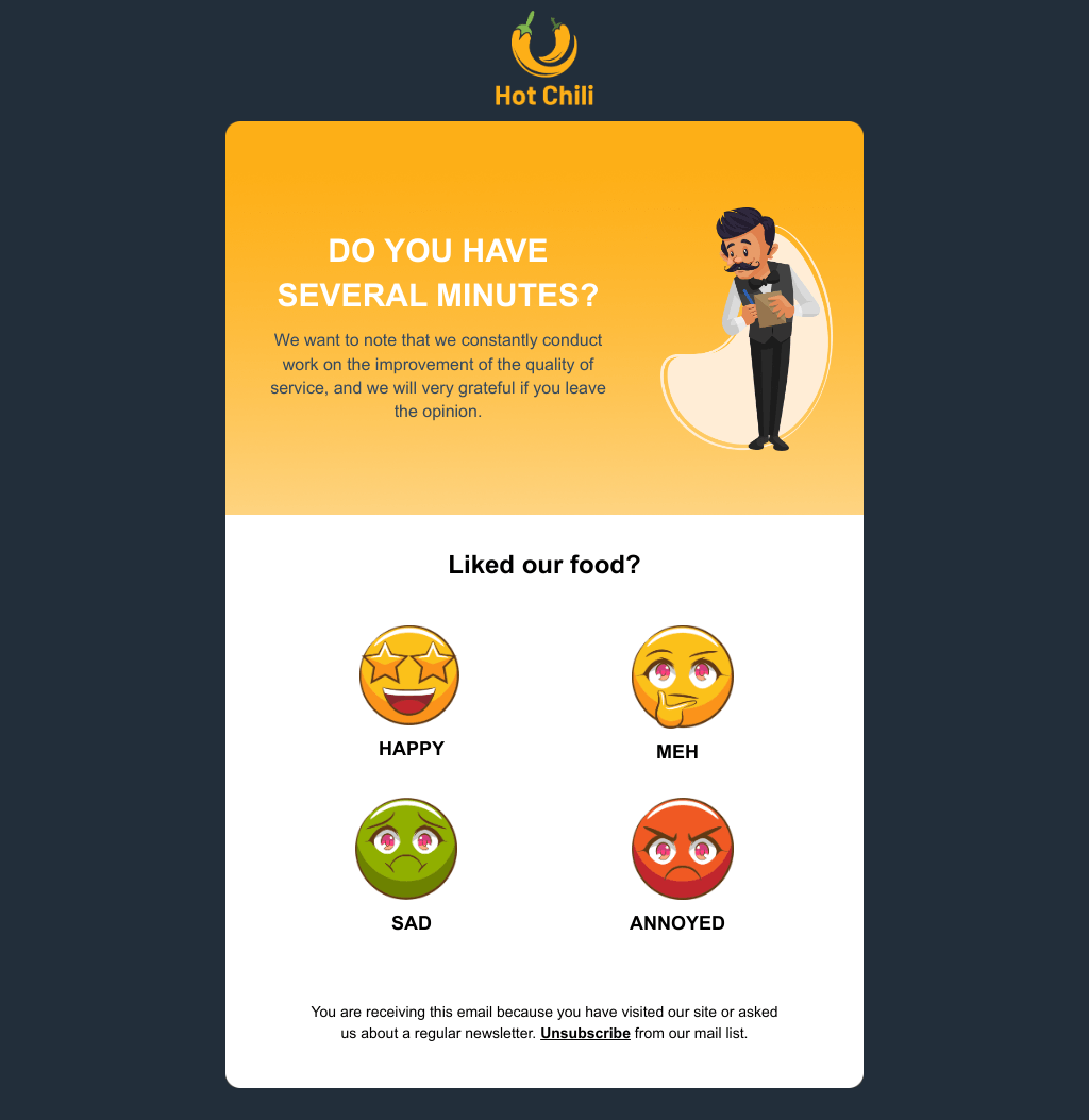 Laravel Mail Template - Feedback For Restaurant Customer Service