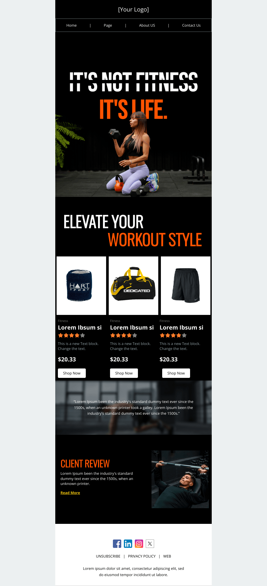 Laravel Mail Template - Fitness Accessories
