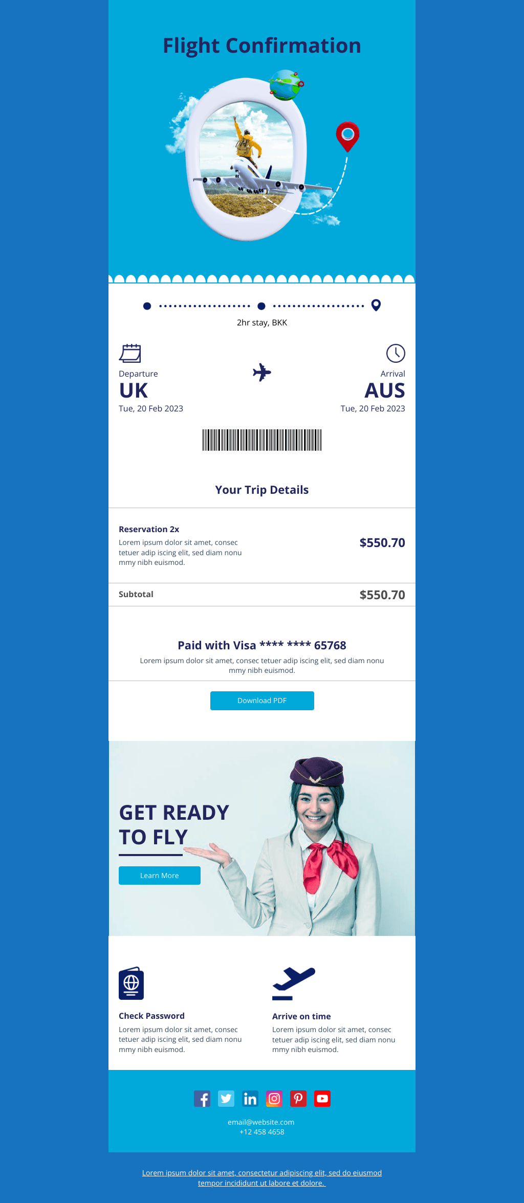 Laravel Mail Template - Flight Confirmation