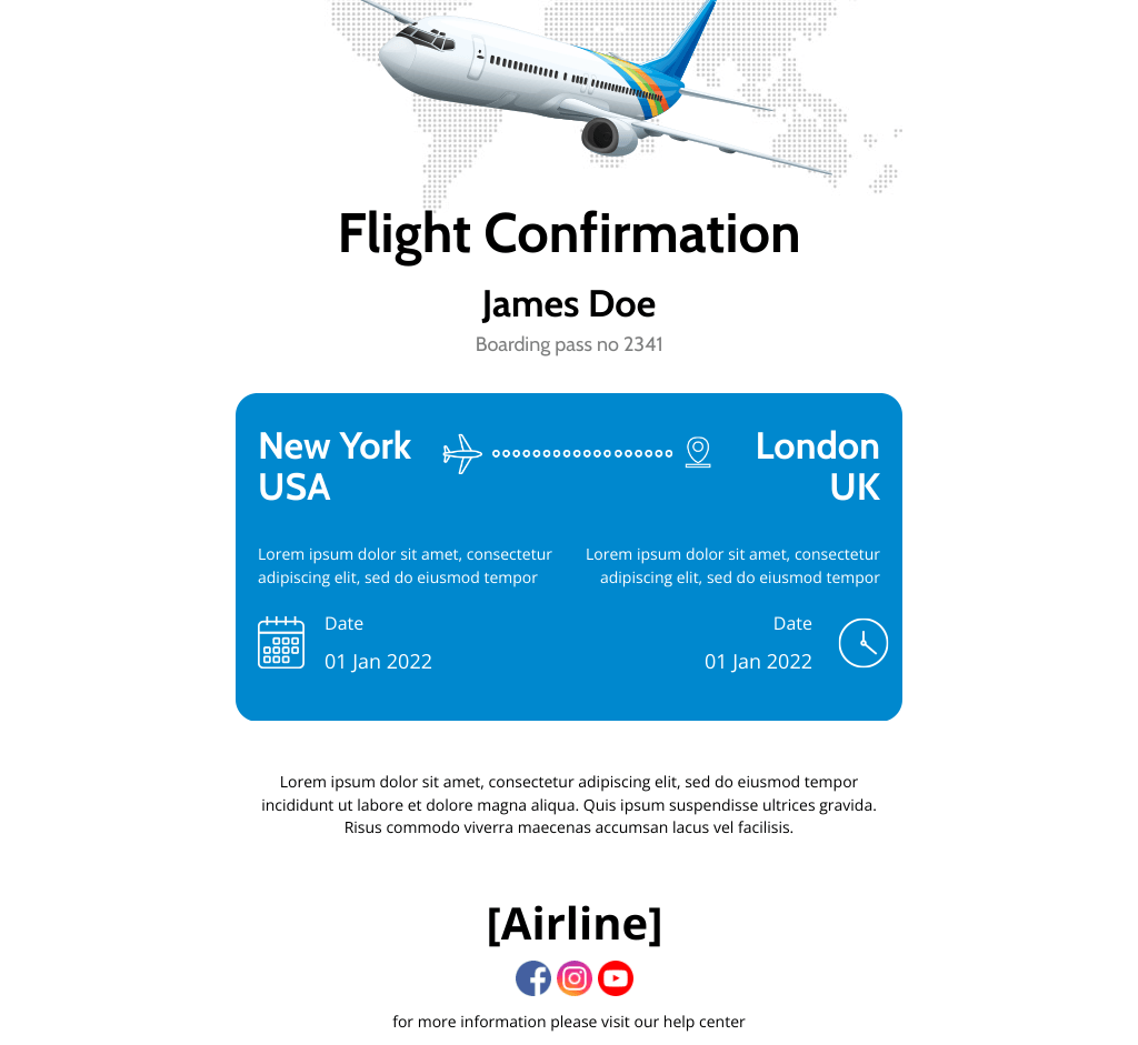 Laravel Mail Template - Flight Reservation 