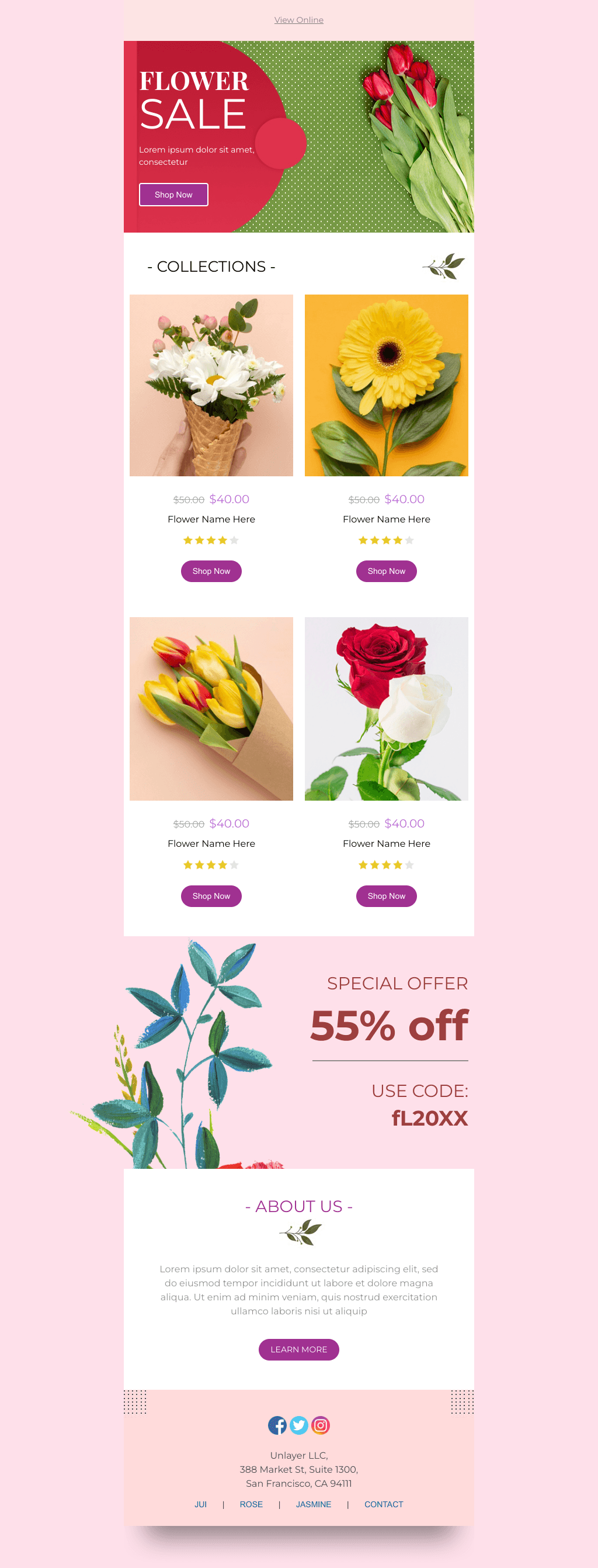 Laravel Mail Template - Flower Shop Promotion