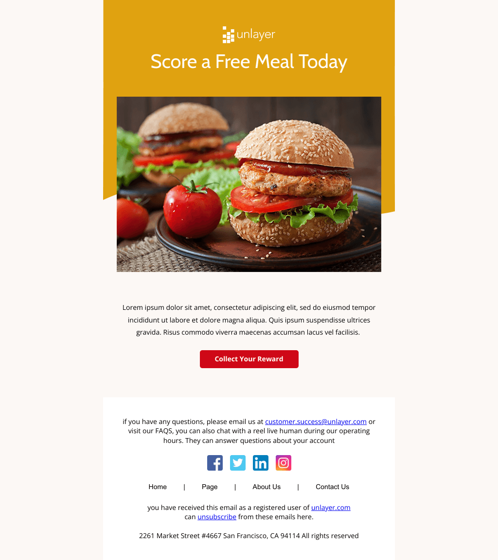 Laravel Mail Template - Free Food