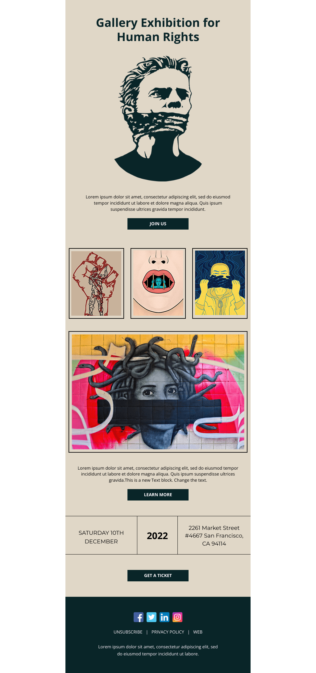 Laravel Mail Template - Gallery Exhibition for Human Rights Month