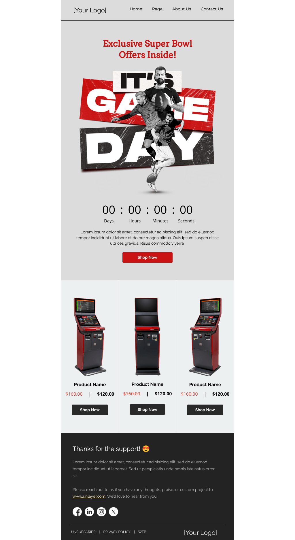 Laravel Mail Template - Game Day special