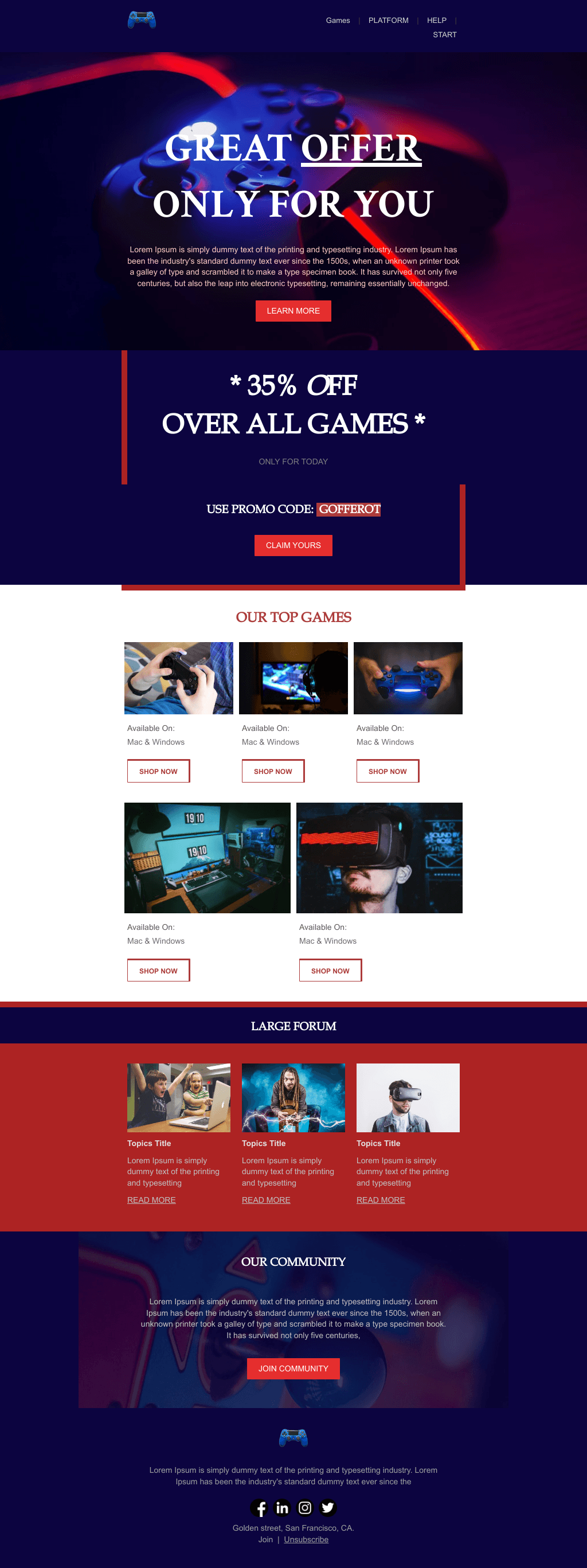 Laravel Mail Template - Game Offer