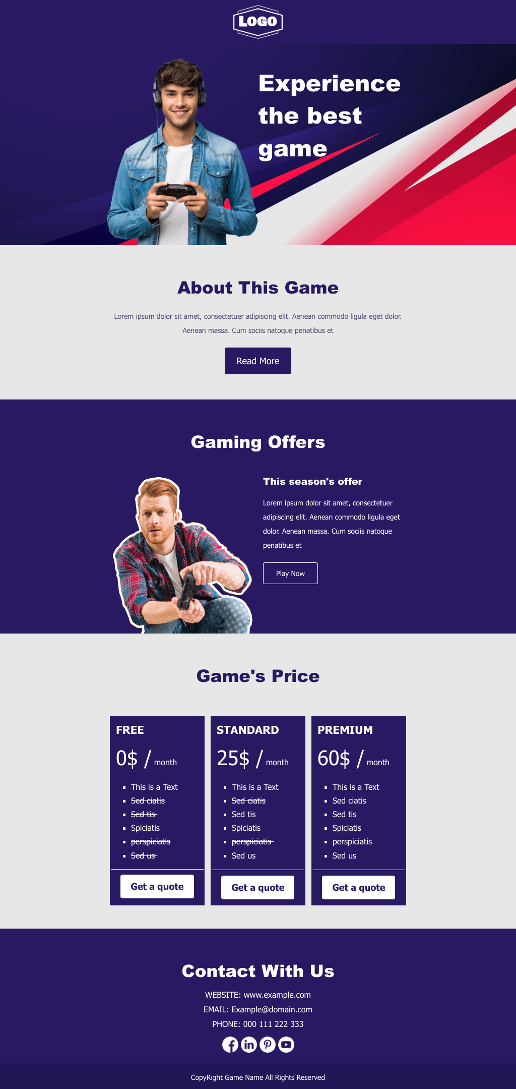 Laravel Mail Template - Game