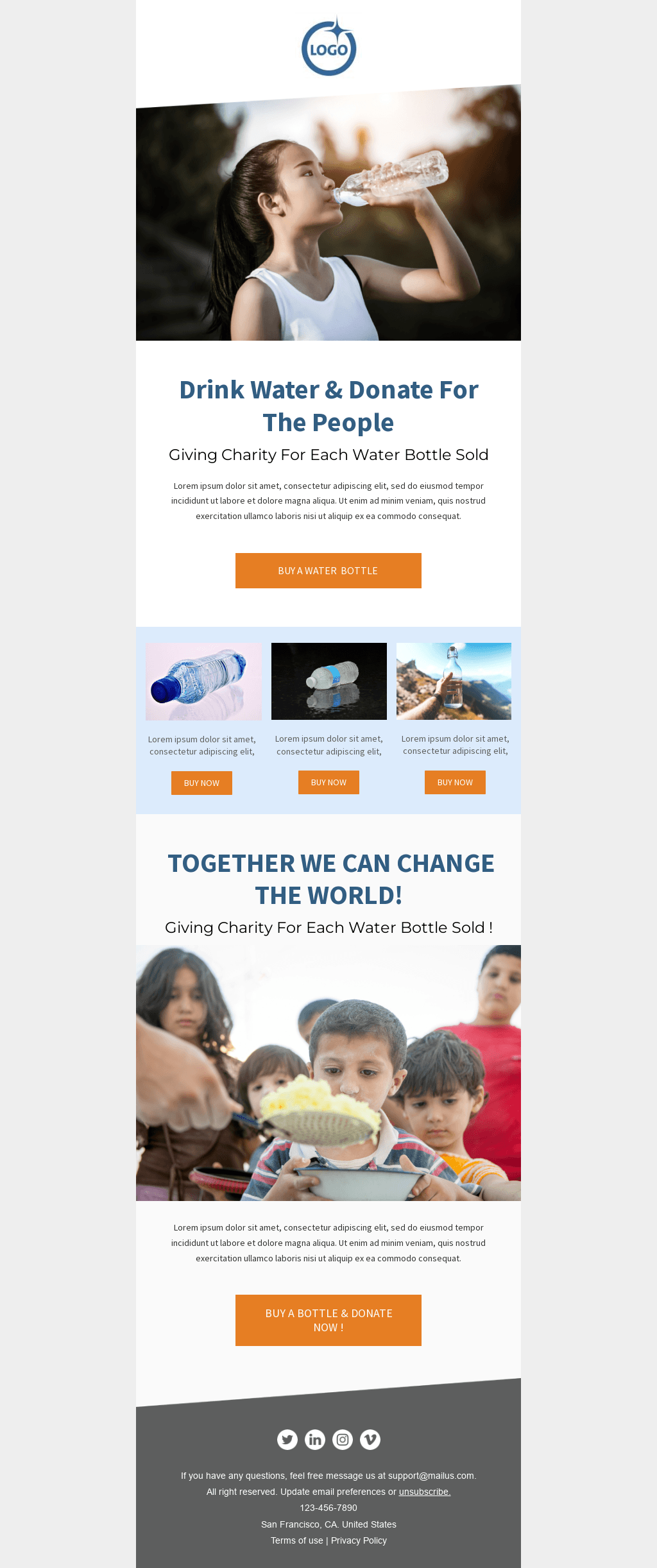 Laravel Mail Template - Giving Charity For Each Water Bottle Sold