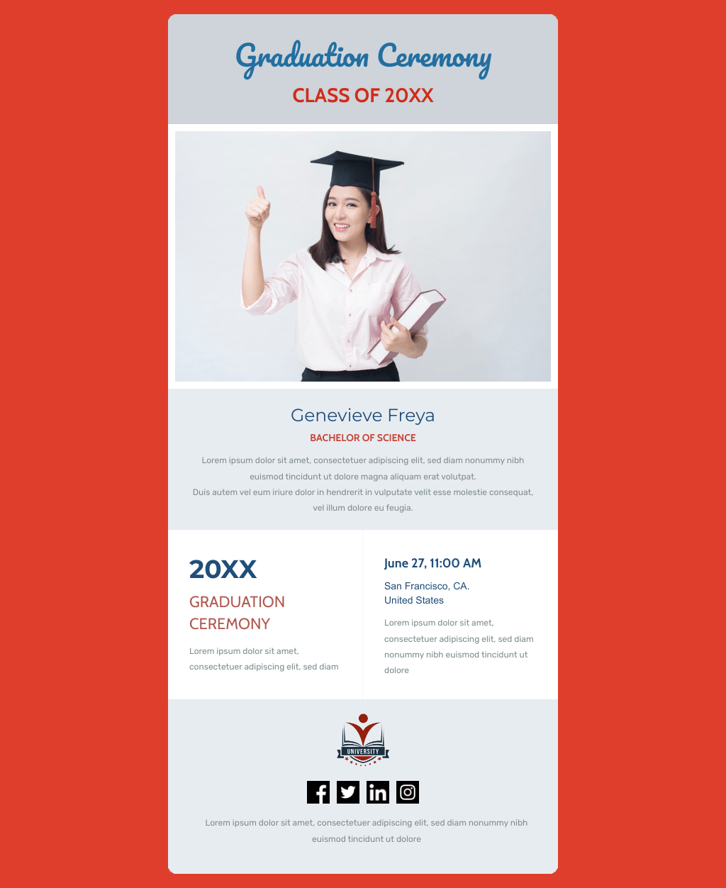 Laravel Mail Template - Graduation Ceremony Announcement