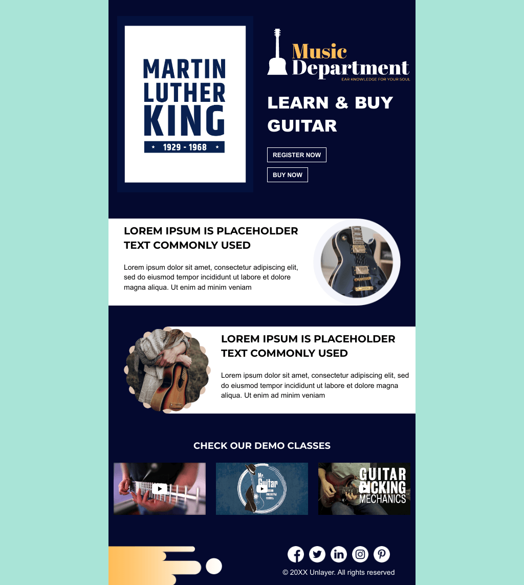 Laravel Mail Template - Guitar Center Martin Luther King Jr. Day