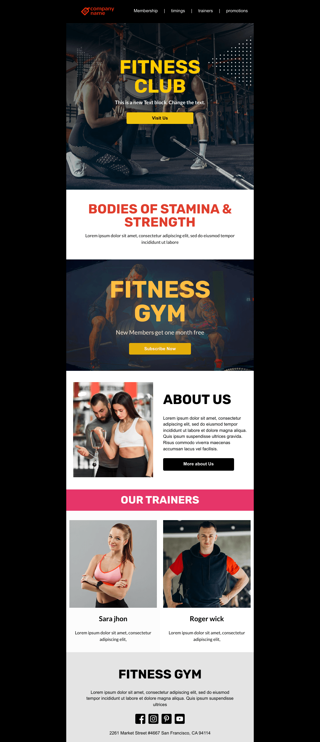 Laravel Mail Template - Gym Subscription 