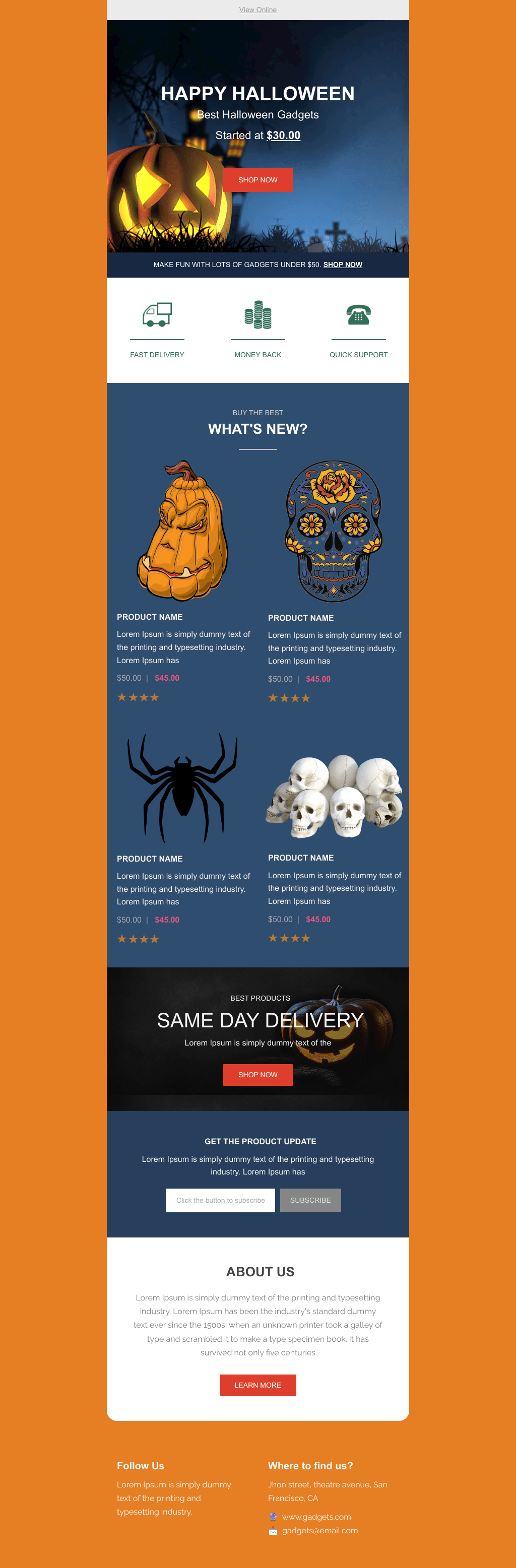 Laravel Mail Template - Halloween Gadgets Sale