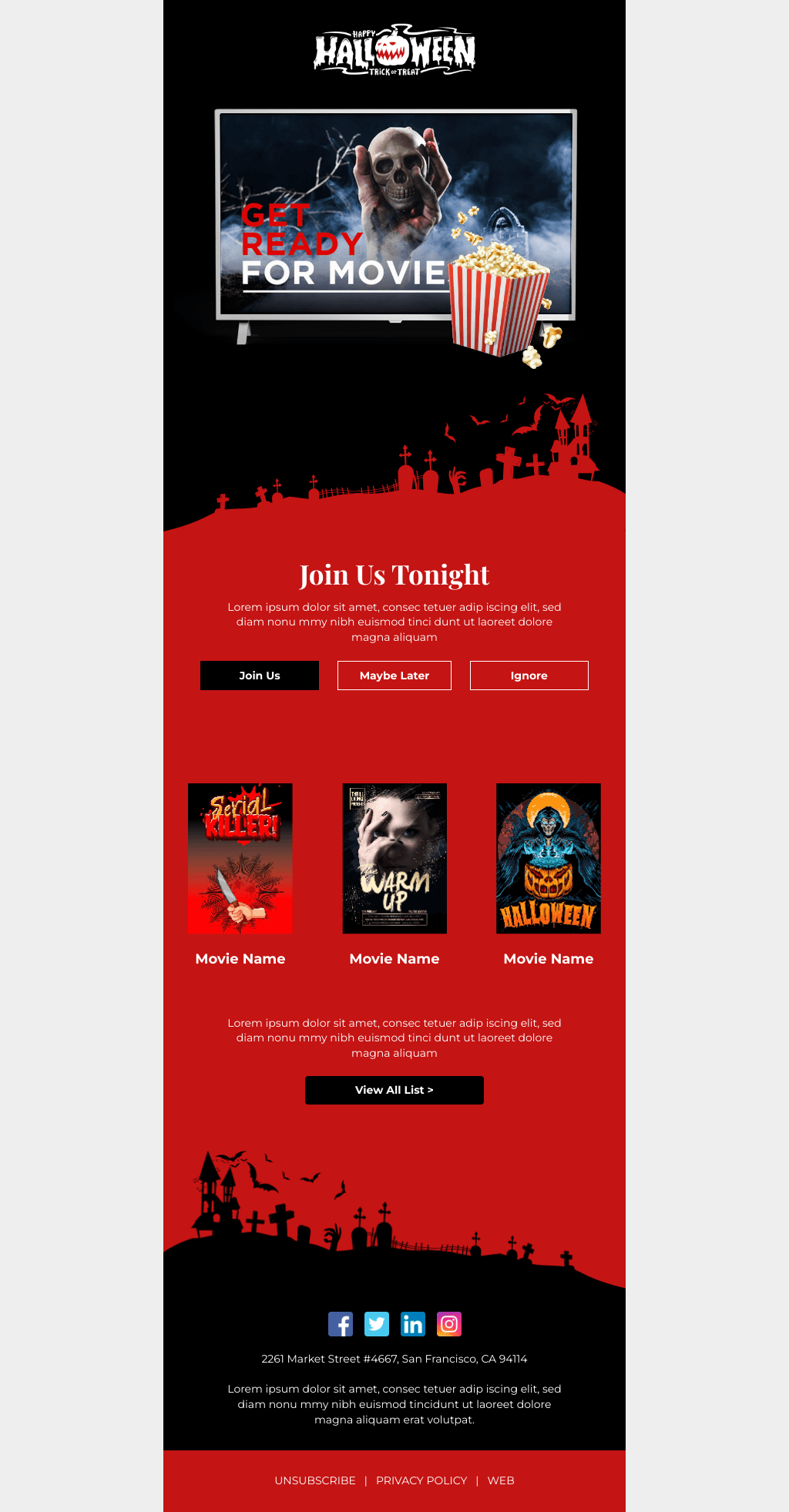 Laravel Mail Template - Halloween Movie Night