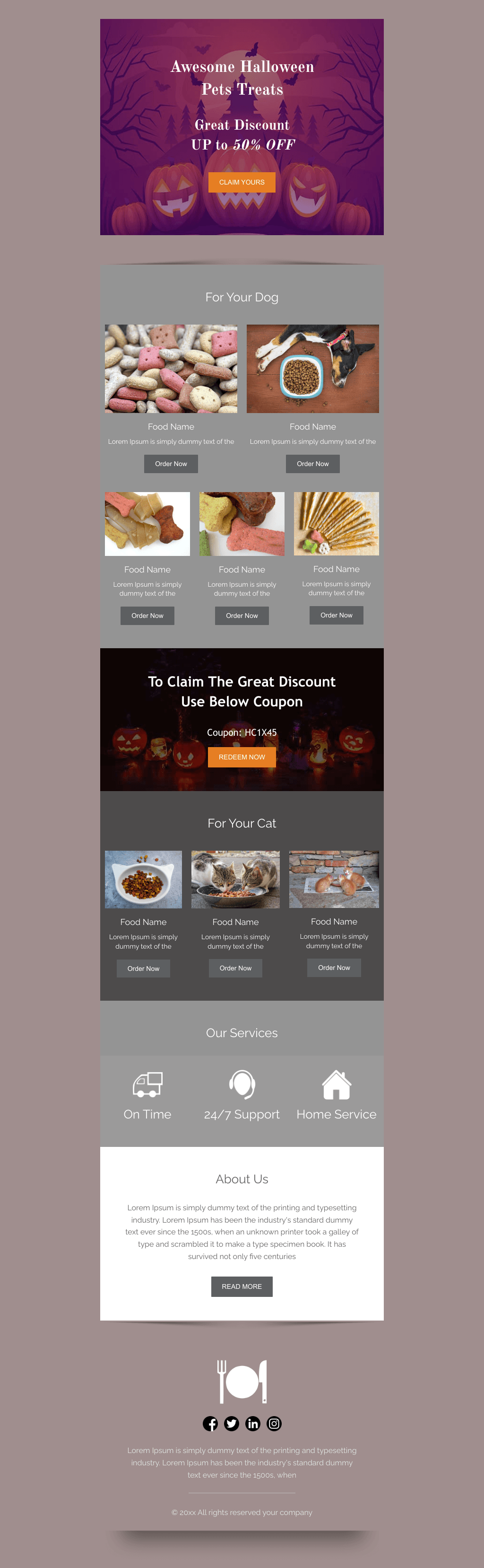 Laravel Mail Template - Halloween Pets Treat Discount