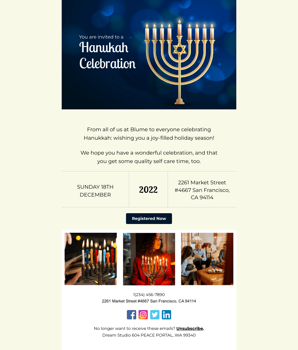 Laravel Mail Template - Hanukkah Invitation