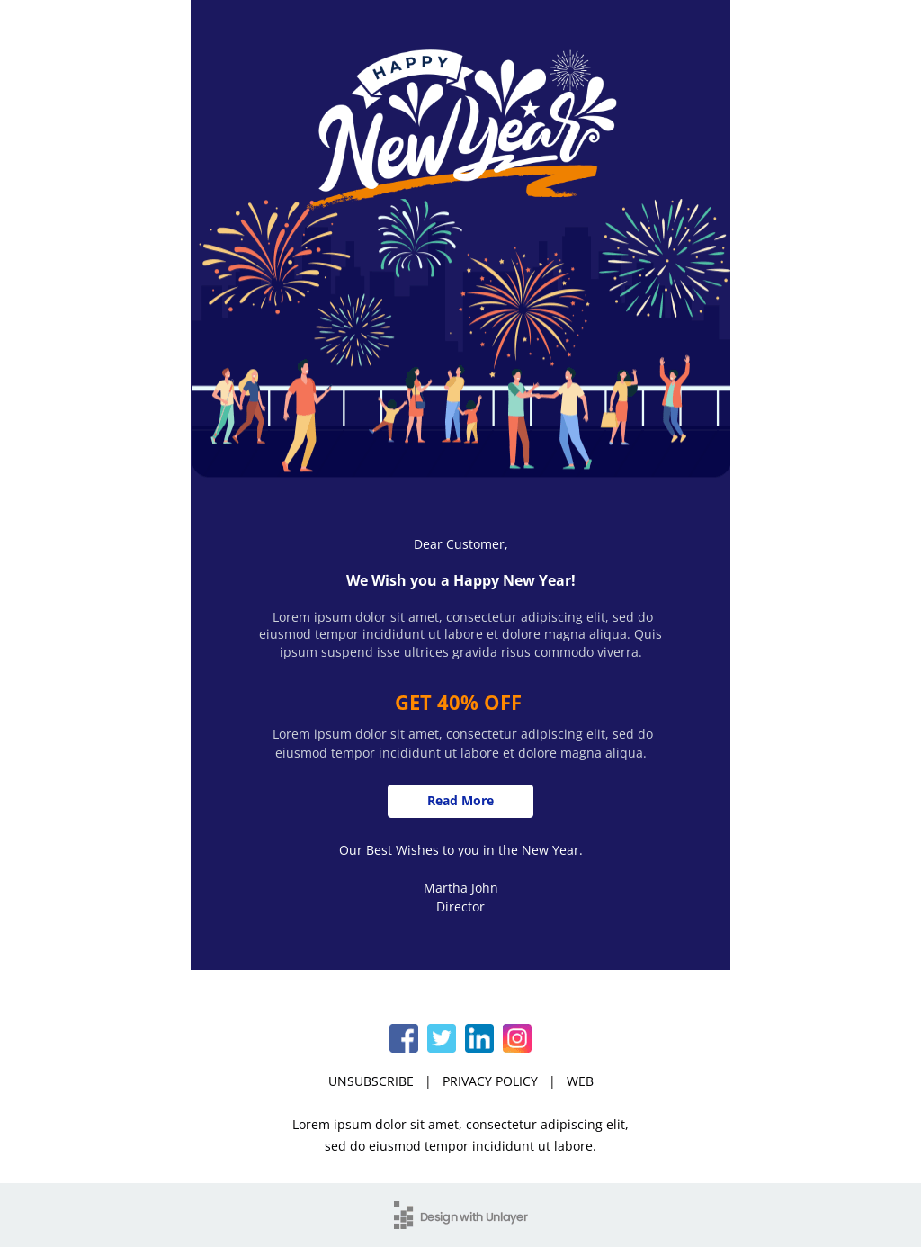 Laravel Mail Template - Happy New Year Email to Customer