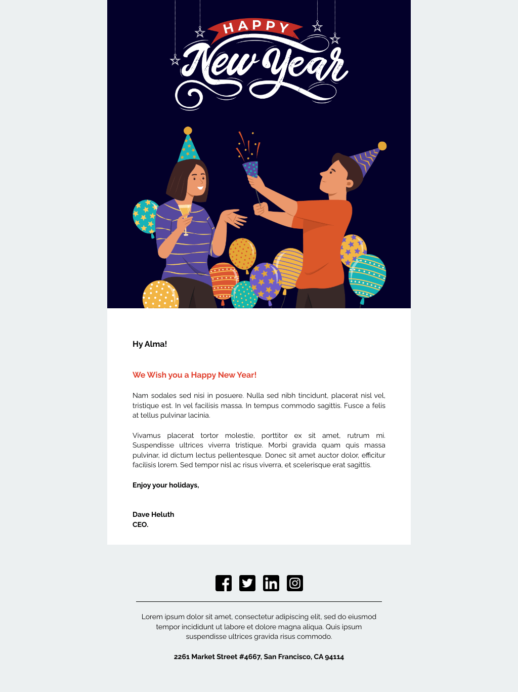 Laravel Mail Template - Happy New Year Email to Employee