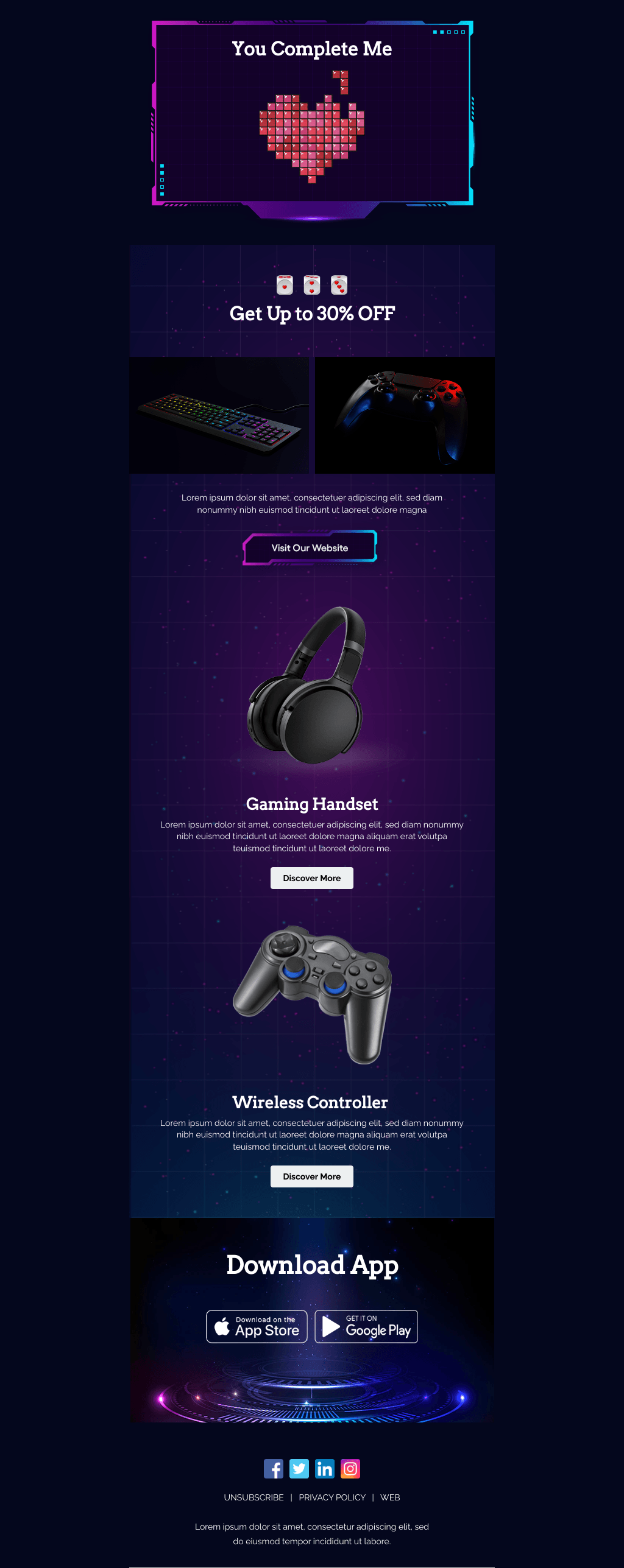 Laravel Mail Template - Happy Valentine's to Gamer