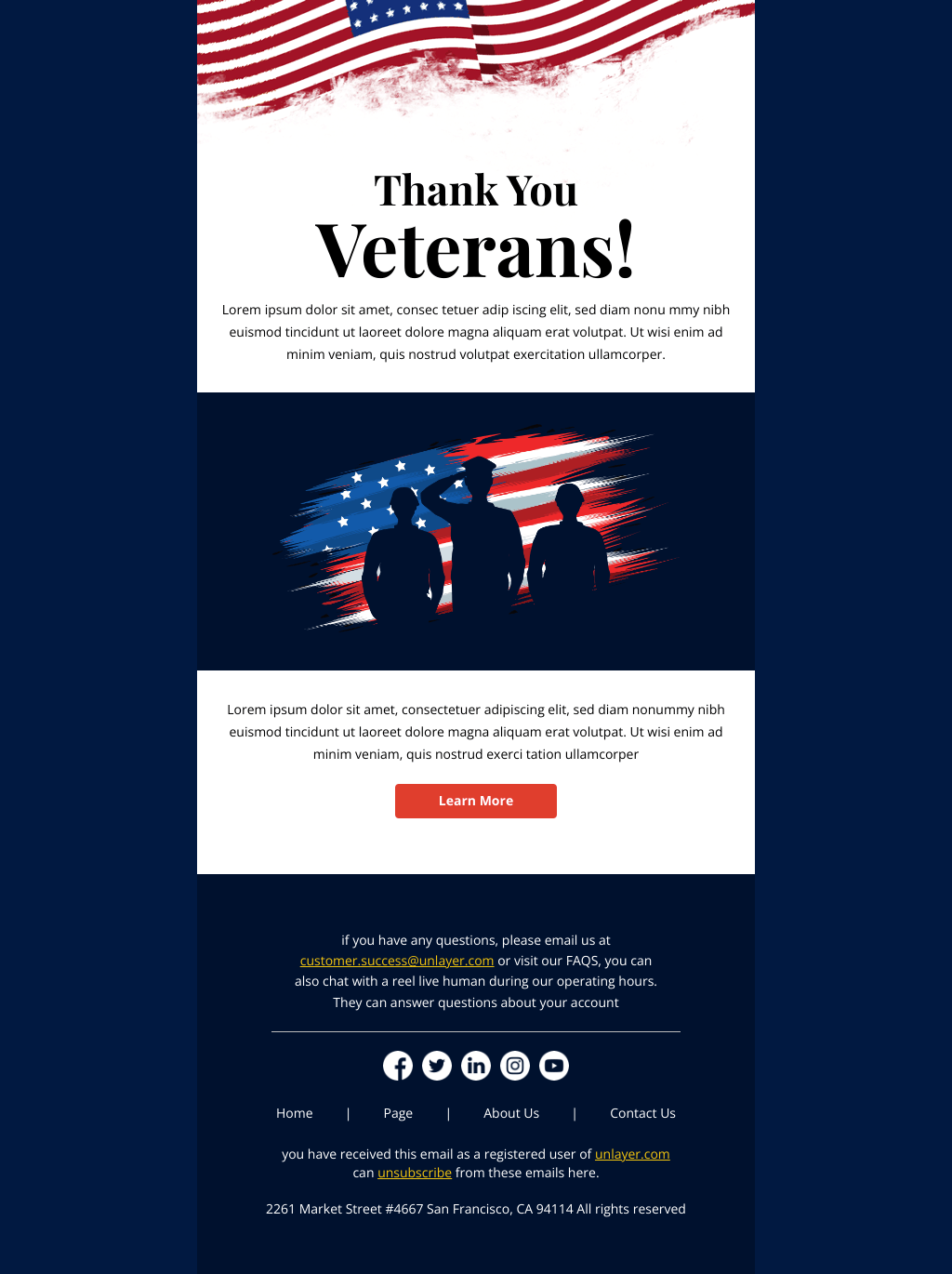 Laravel Mail Template - Happy Veterans Day 