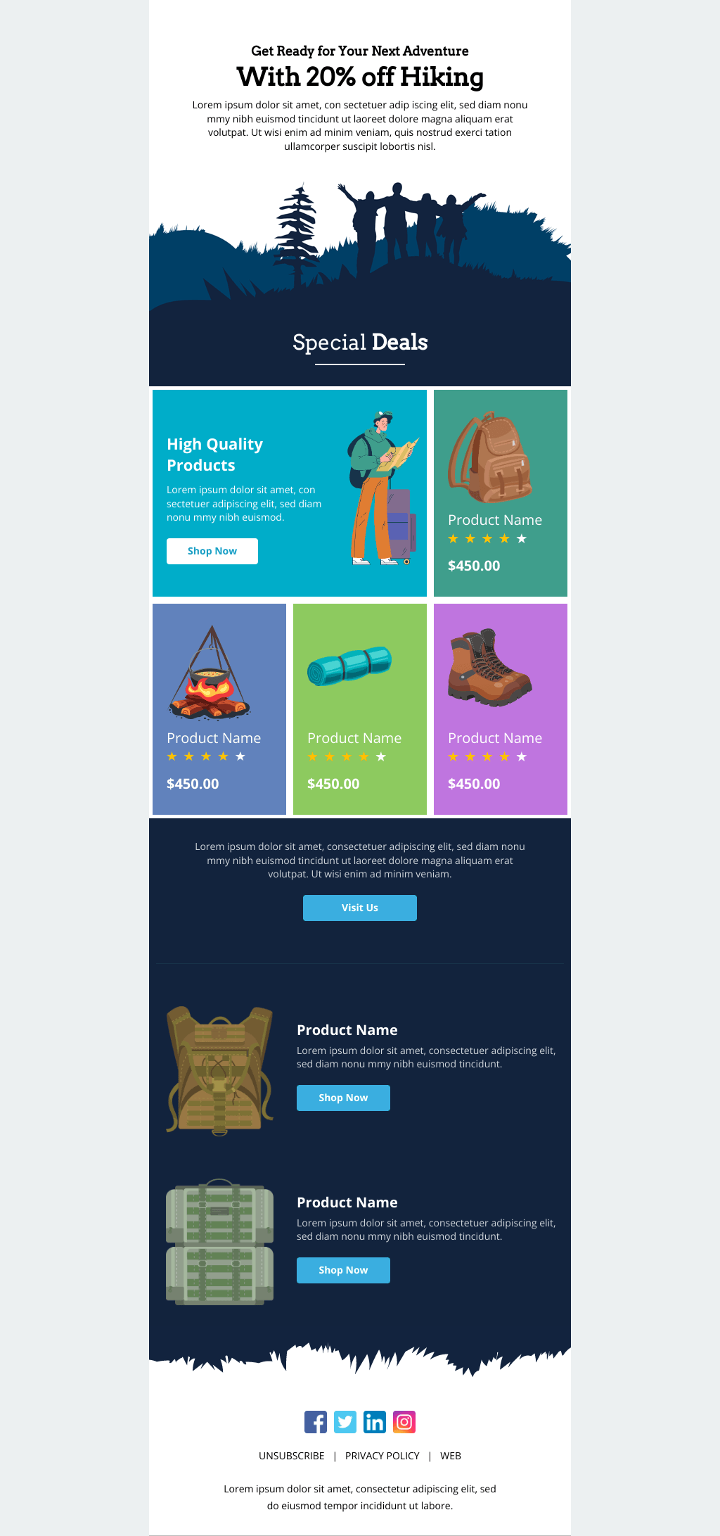 Laravel Mail Template - Hiking Backpacks Tourism Day Discount