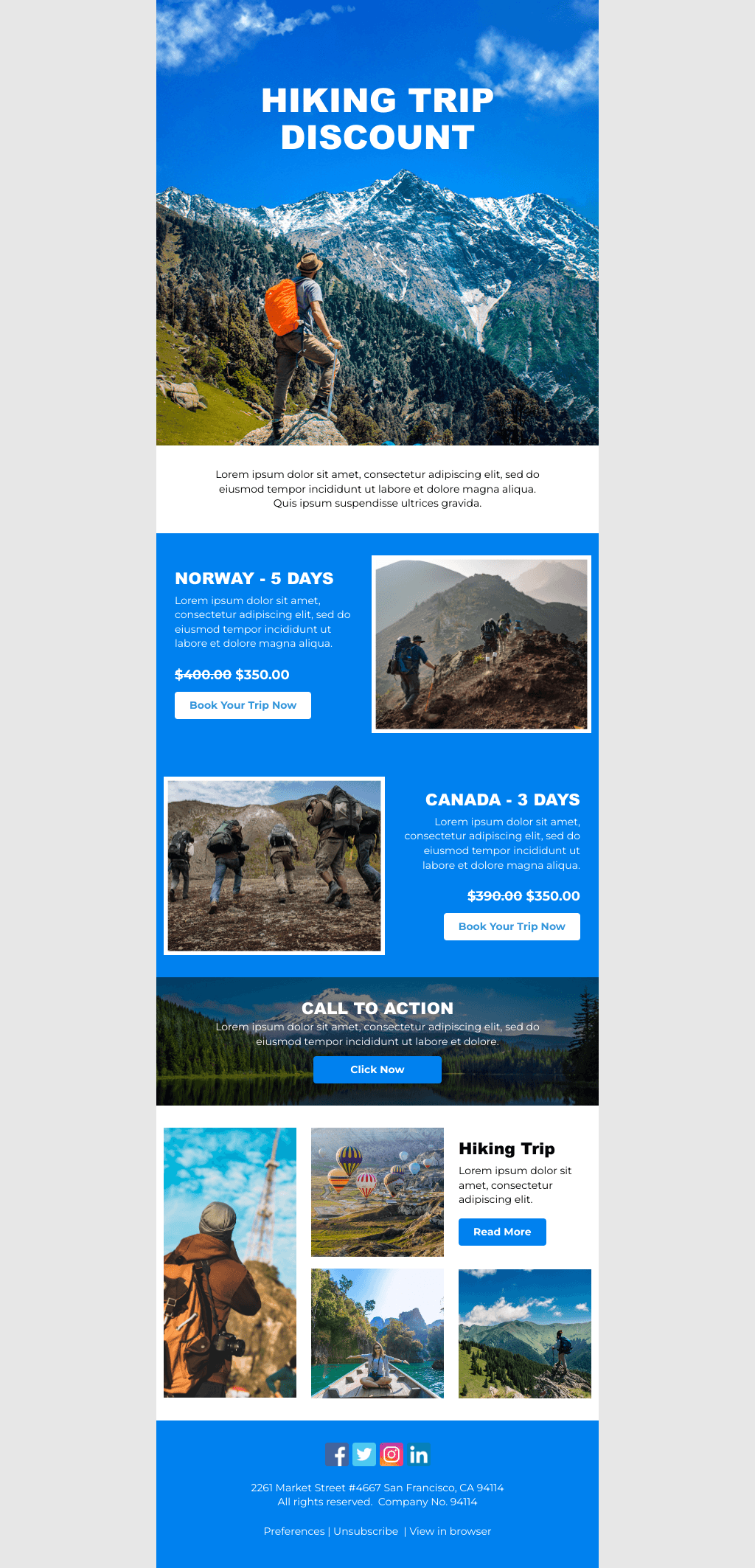 Laravel Mail Template - Hiking Trip Discount 