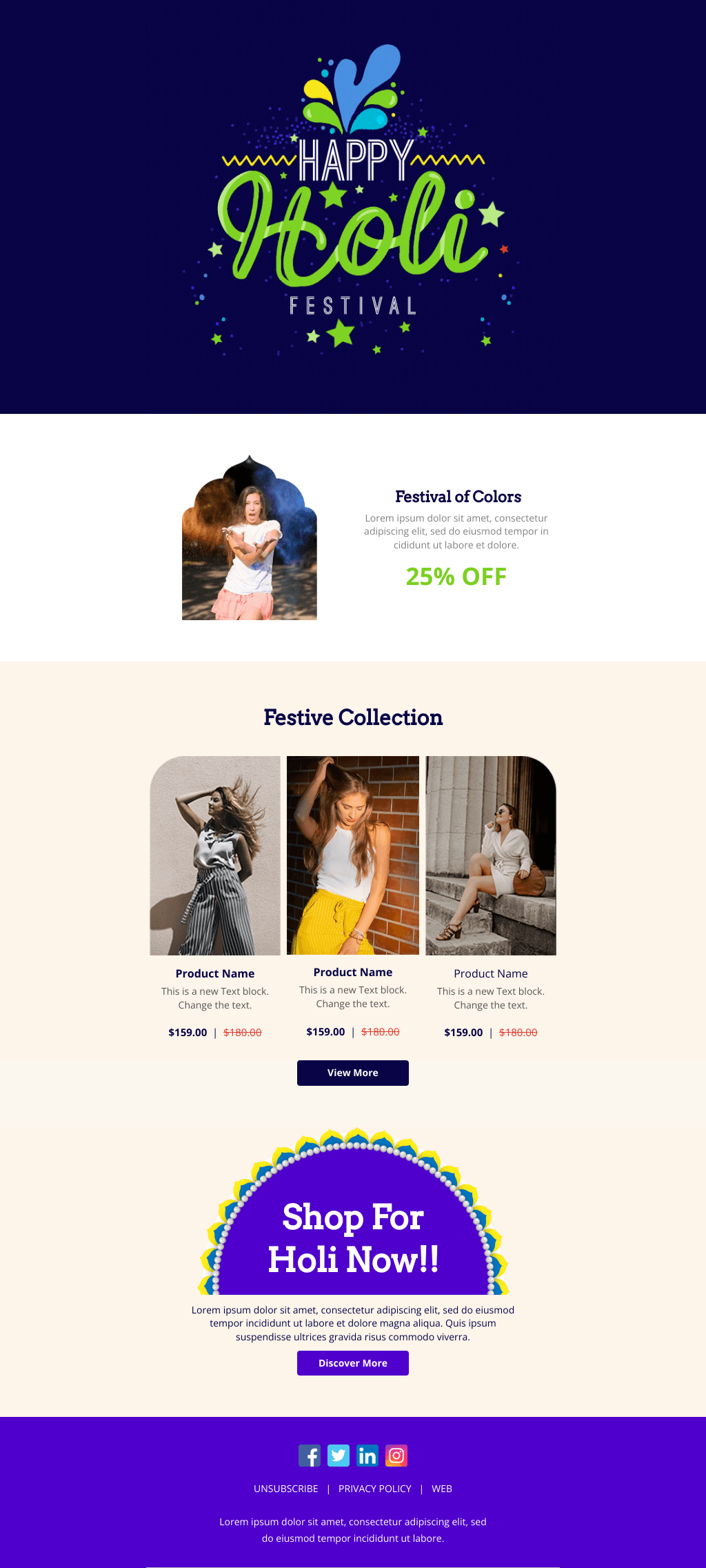 Laravel Mail Template - Holi Greetings