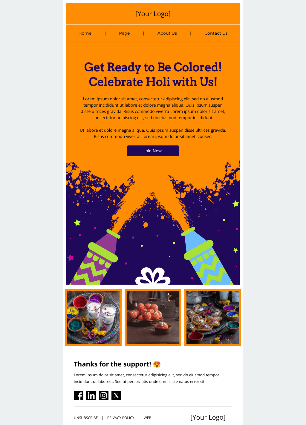 Laravel Mail Template - Holi Invitation