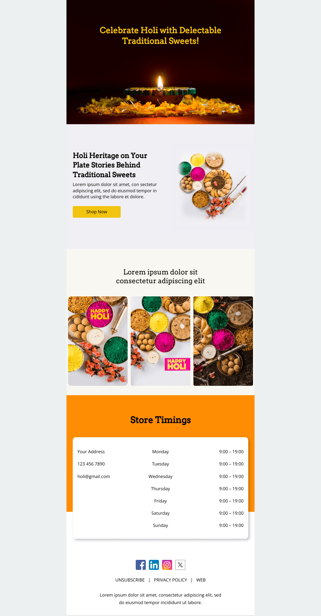Laravel Mail Template - Holi Traditional Sweets