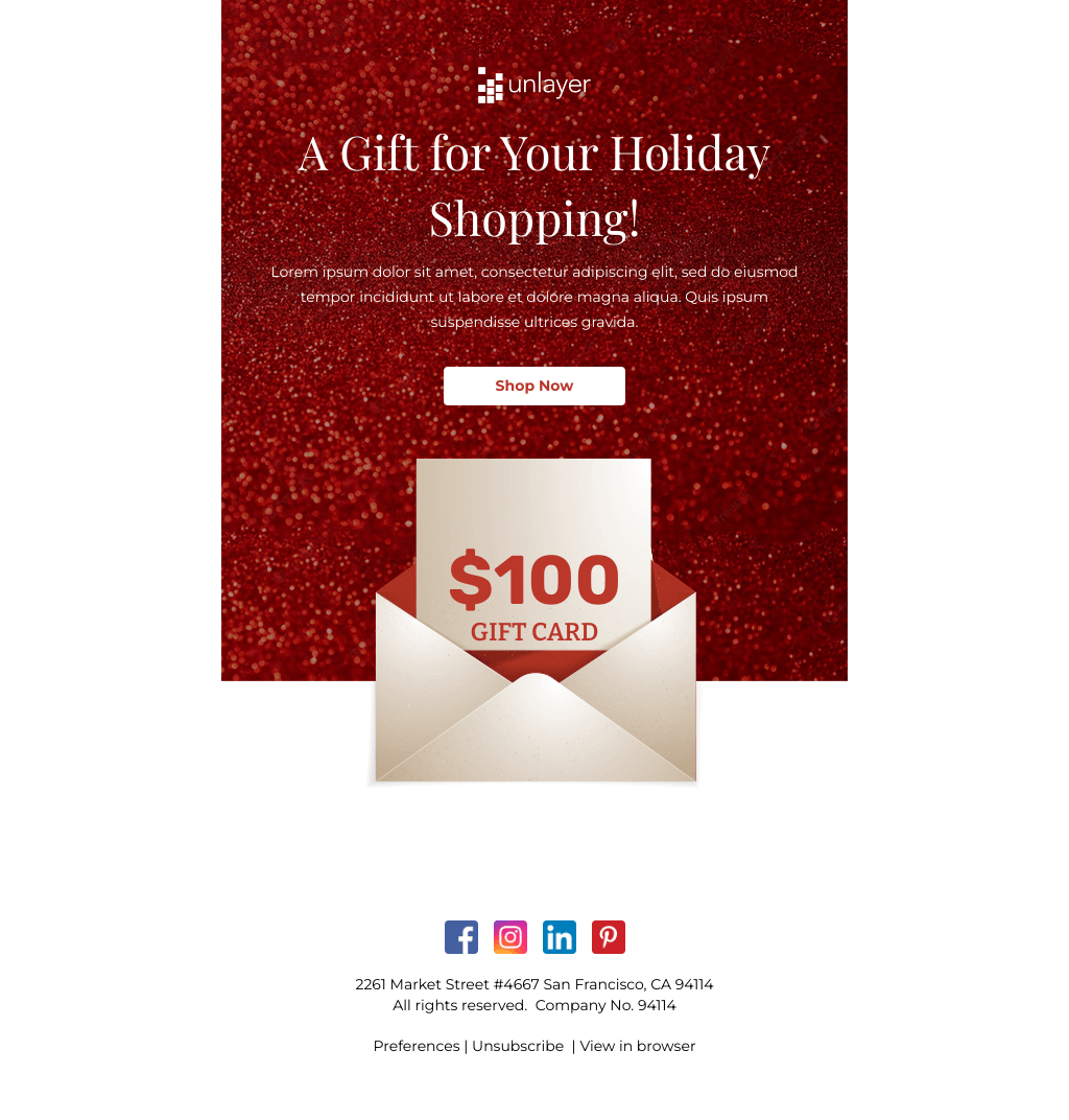 Laravel Mail Template - Holiday Gift Card