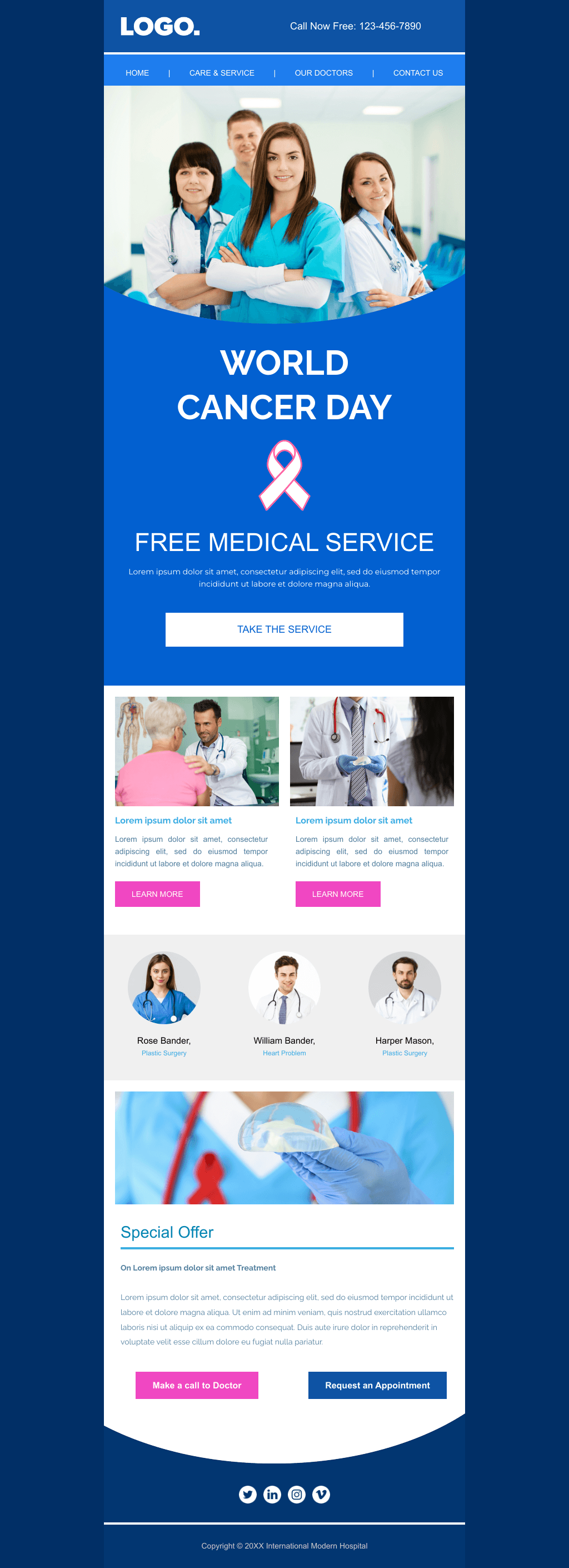 Laravel Mail Template - Hospital Free Service On Cancer Day