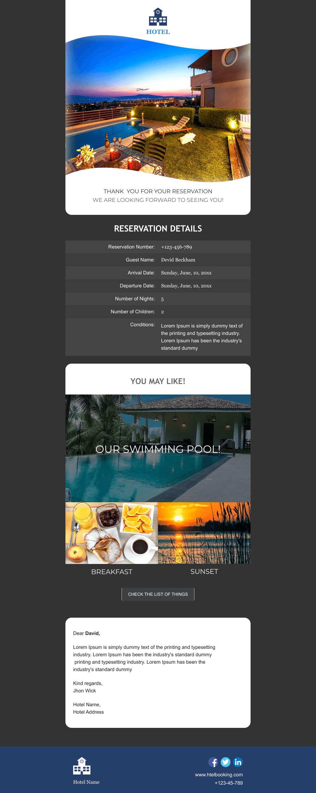 Laravel Mail Template - Hotel Booking Confirmation