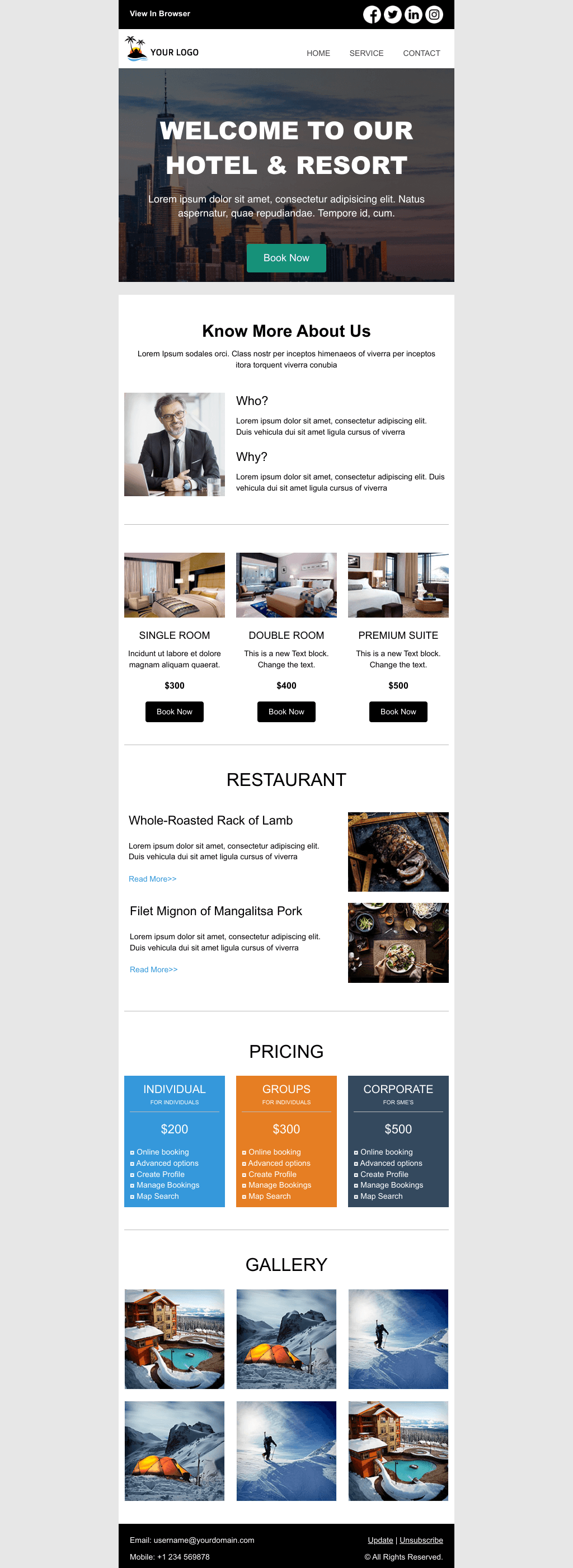 Laravel Mail Template - Hotel Resort