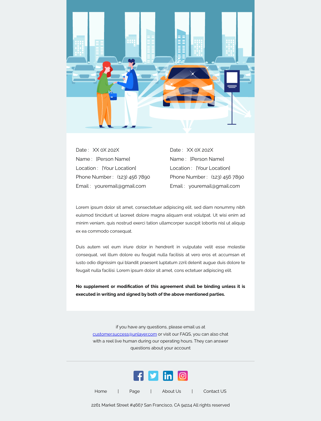 Laravel Mail Template - Indemnification