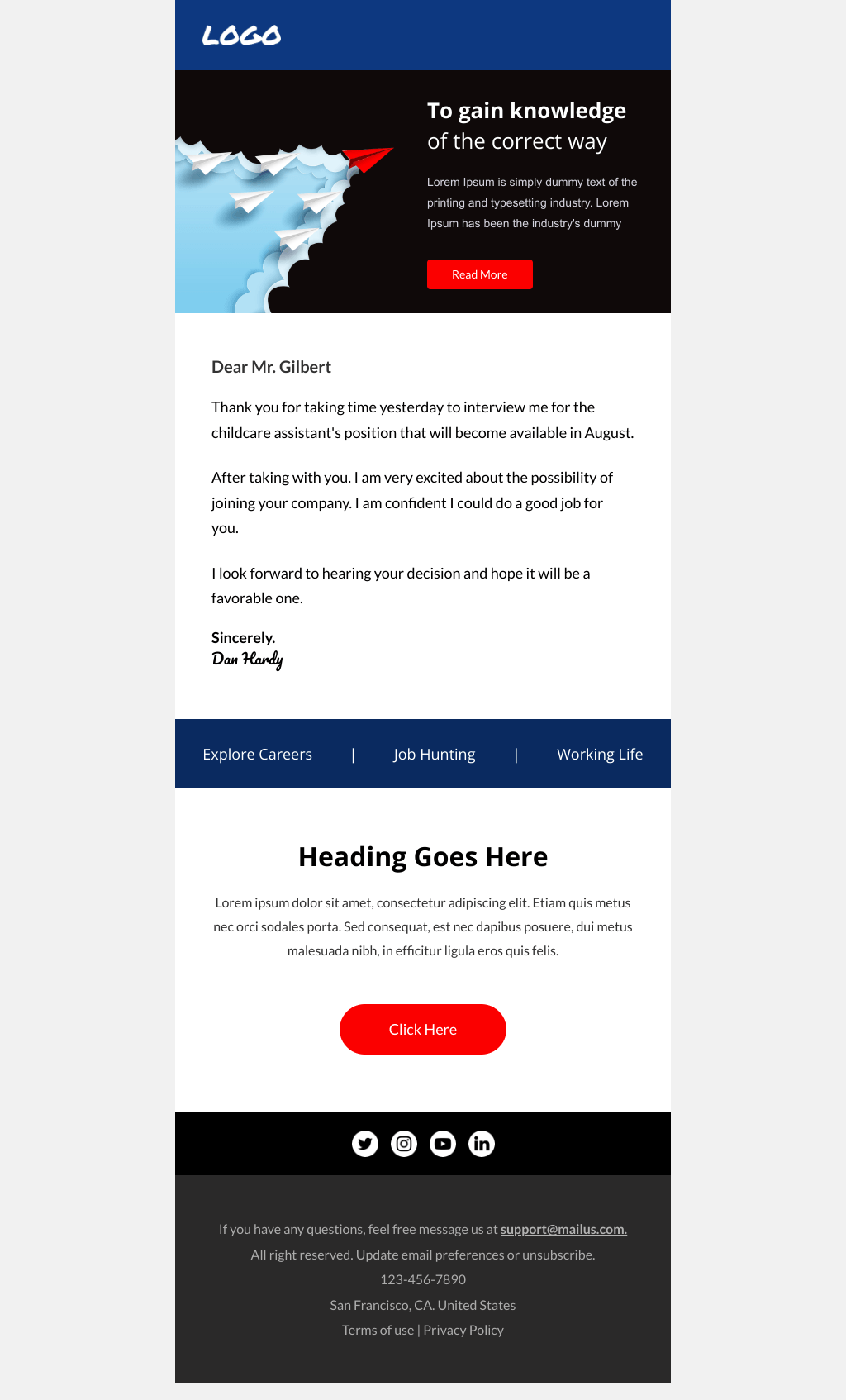 Laravel Mail Template - Interview Follow Up