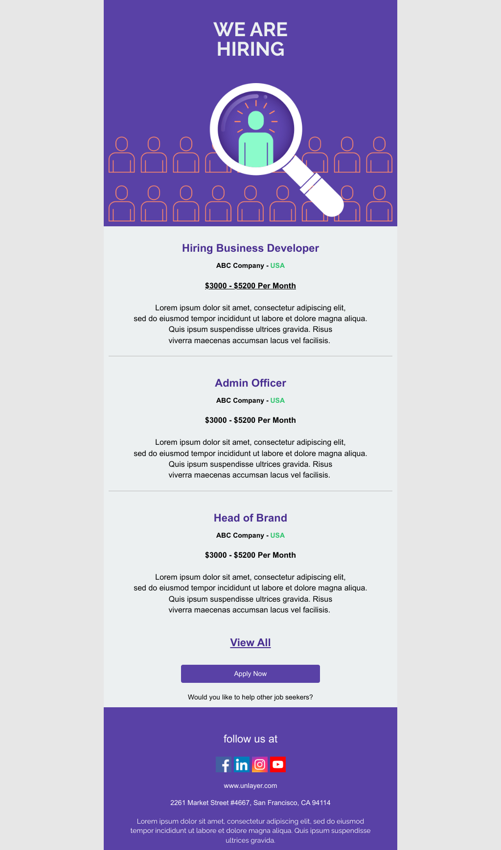 Laravel Mail Template - Job Opportunity